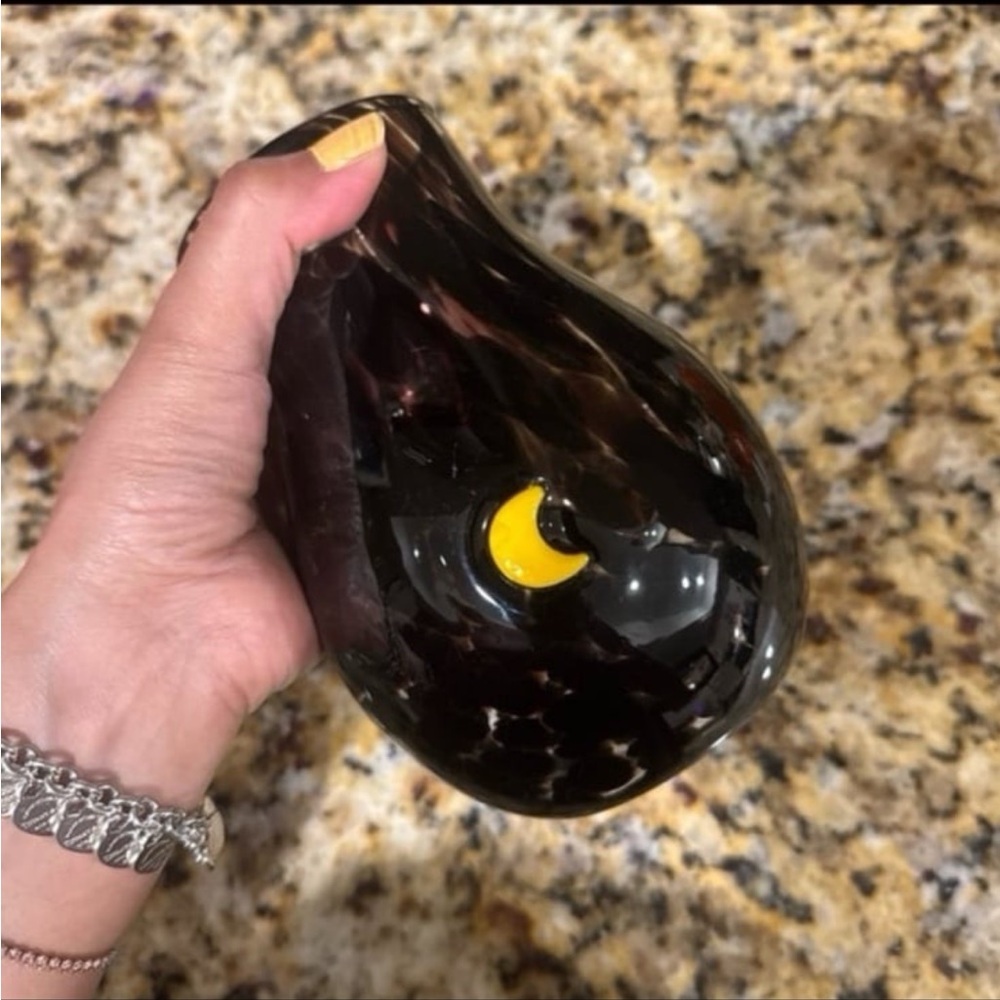 ✨ Anthropologie Brown Spooky Icon Confetti Moon Glass Vase